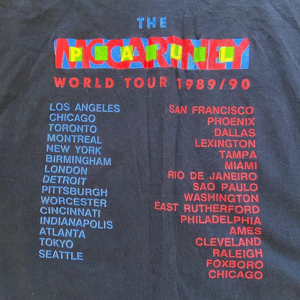 Vintage Paul McCartney T-Shirt Mens Large World Tour 1989 1990 80s Rock Music - Picture 5 of 10